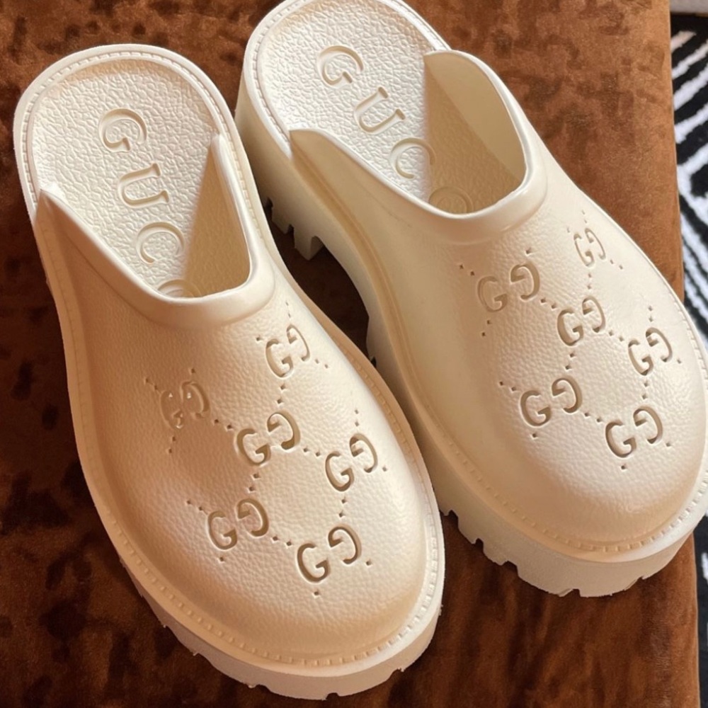 Rubber logo slides slip on crocs mule shoes